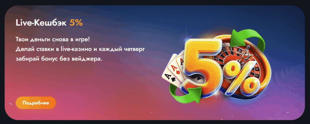 Live-Кешбэк 5% в Мартин Казино Live-Кешбэк 5% в Мартин Казино